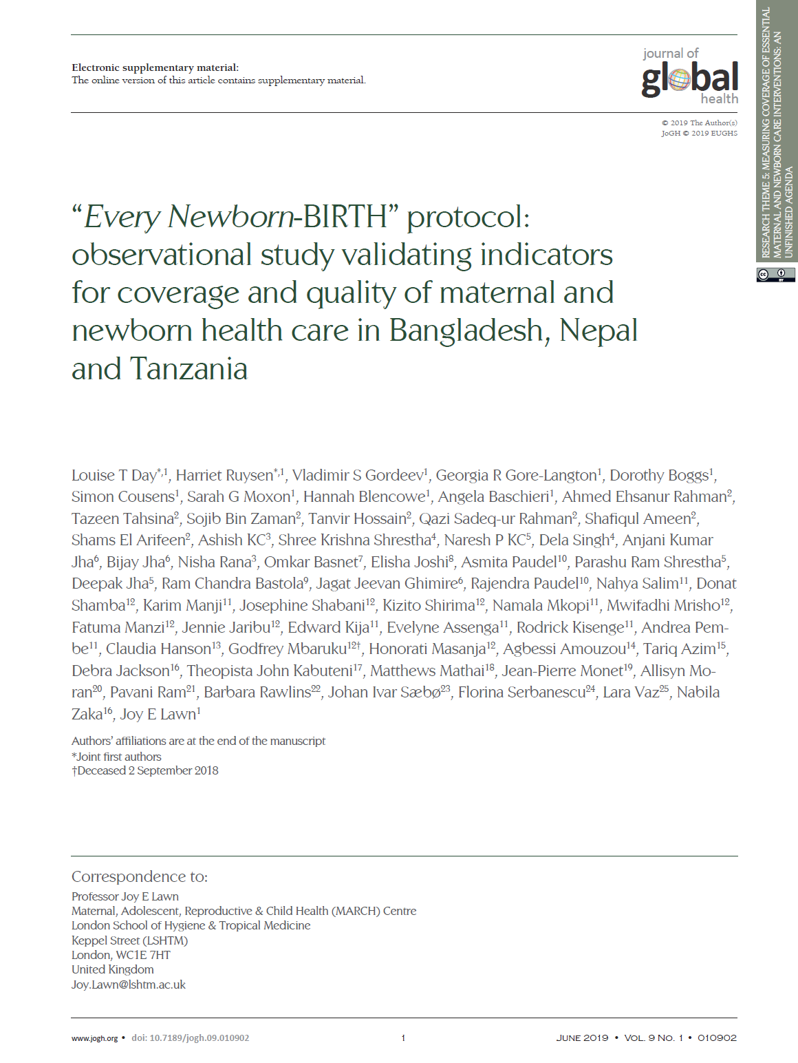 Every Newborn-BIRTH protocol: observational study validating indicators for coverage and quality of maternal and newborn health care in Bangladesh