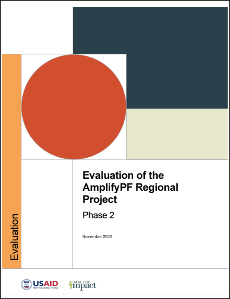 Photo showing the cover of the Evaluation of the AmplifyPF Regional Project Phase 2