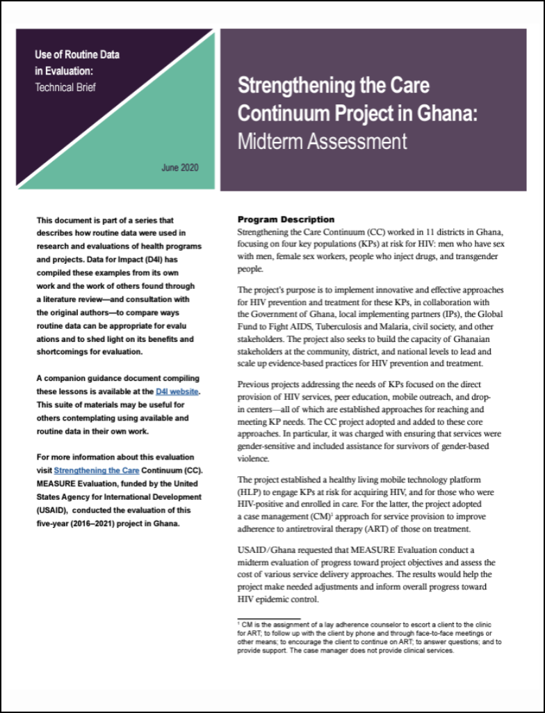 Strengthening the Care Continuum Project in Ghana: Midterm Assessment