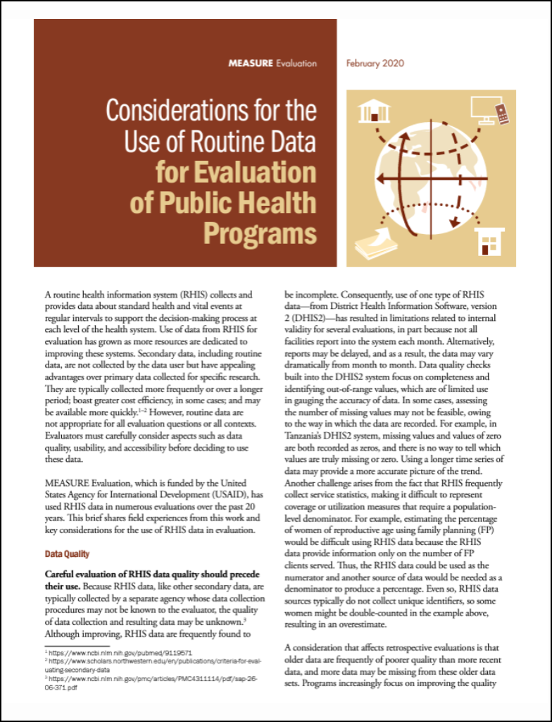 Considerations for the Use of Routine Data for Evaluation of Public Health Programs