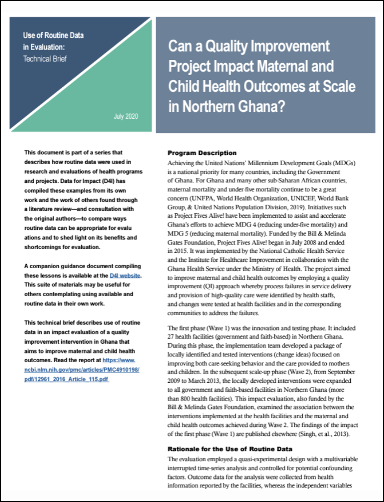 Can a Quality Improvement Project Impact Maternal and Child Health Outcomes at Scale in Northern Ghana?