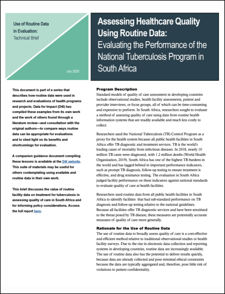 Assessing Healthcare Quality Using Routine Data: Evaluating the Performance of the National Tuberculosis Program in South Africa