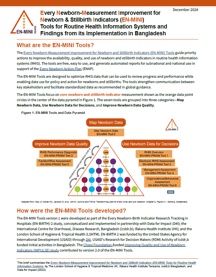 EN-MINI Findings from its Implementation in Bangladesh Cover