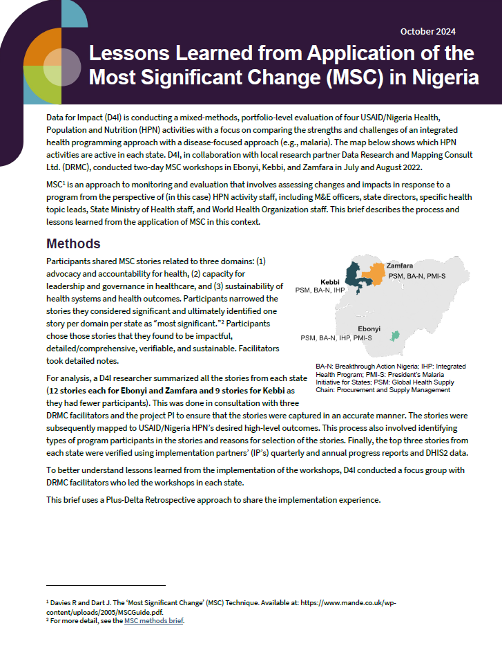 Lessons Learned from Application of the Most Significant Change (MSC) in Nigeria Cover